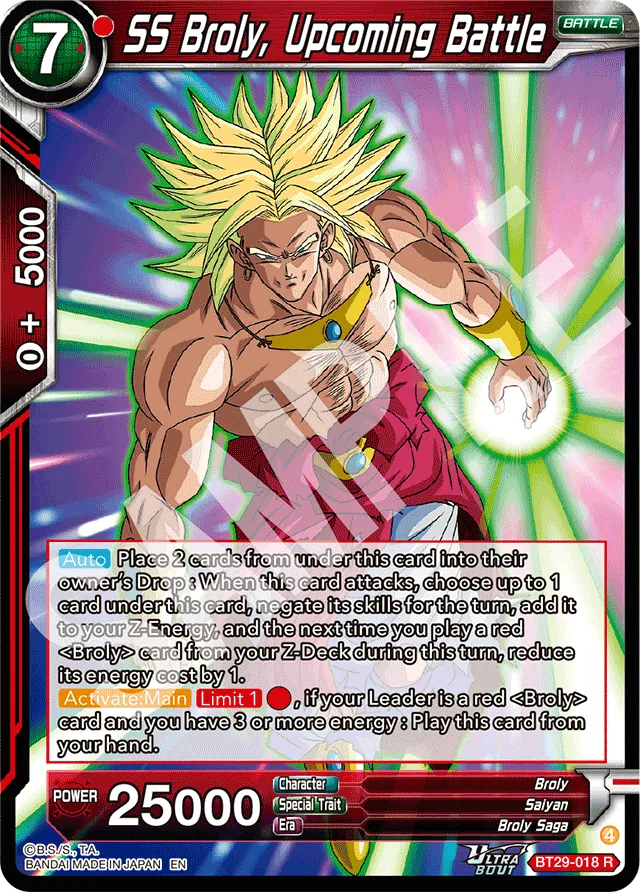 SS BROLY, UPCOMING BATTLE