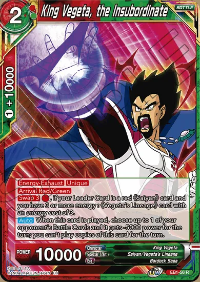 KING VEGETA, THE INSUBORDINATE