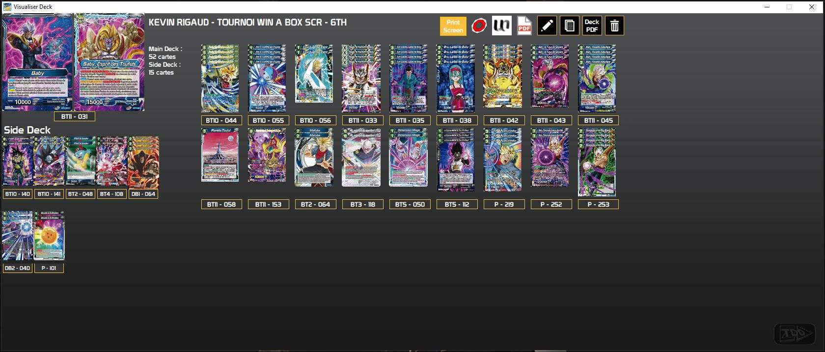 Decklist de Kévin Rigaud